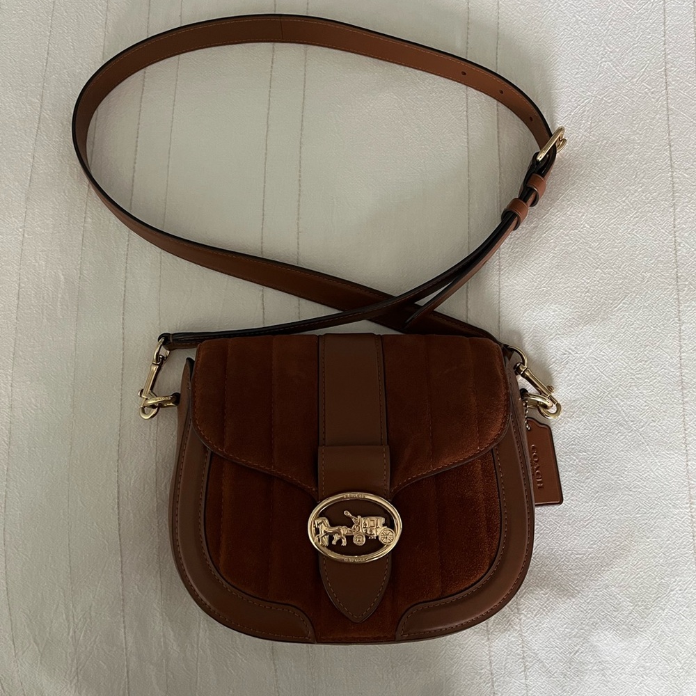 Coach Tan Leather and Suede Crossbody Bag